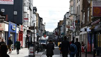 Una calle comercial en la ciudad de Cork, la segunda en importancia de Irlanda despu�s de Dubl�n.
