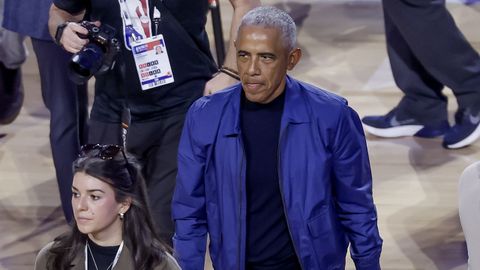 Barak Obama, durante un partido de la NBA