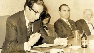 Imagen de archivo de Ramn Pieiro dando una conferencia en Monforte sobre Otero Pedrayo