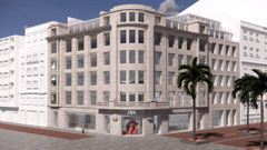 Boceto de trabajo remitido por Zara Espa�a SA al Concello de  Pontevedra sobre la futura tienda en Michelena