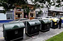 Contenedores de basura cuando se cumplieron los servicios m�nimos en la huelga. 