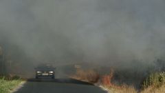 Imagen del incendio registrado el 29 de junio del 2015 en Bobor�s por las chispas de un tren 