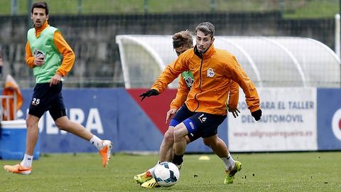 Luisinho, en el entrenamiento de hoy