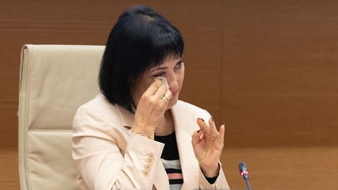 Toi Garca se seca las lgrimas tras hablar en el Congreso