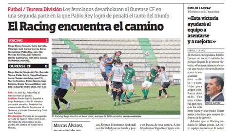 Cr�nica de Jose Valencia del partido entre el Racing y el Ourense en el 2018.