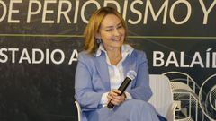 La presidenta del Celta, Mari�n Mouri�o, durante las jornadas celebradas en Bala�dos.