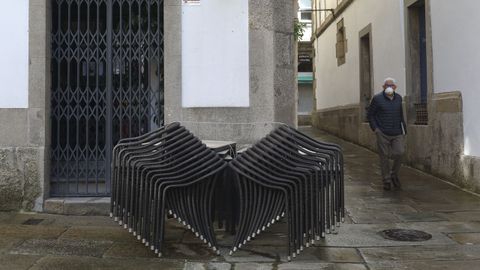 Terraza sin montar en el casco antiguo de Santiago