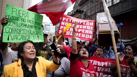 Protesta en Lima contra el presidente destituido, Jos� Jer�