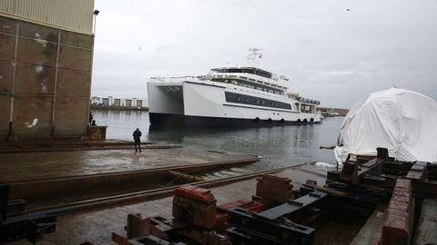 El megayate de lujo Wayfinder, construido por Astilleros Arm�n Burela, es uno de los paradigmas del nuevo sector naval en A Mari�a