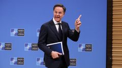 El secretario general de la OTAN, Mark Rutte, durante su comparecencia en Bruselas