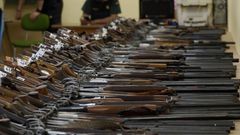 Armas para subastar en la Guardia Civil de Ourense.