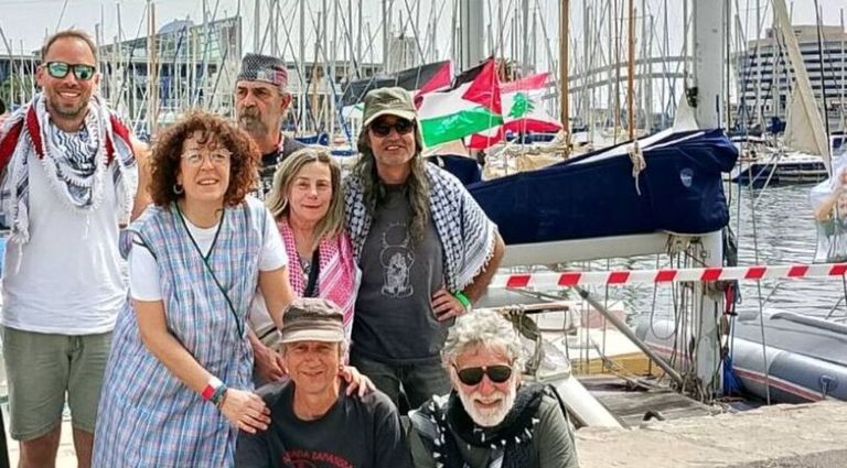 Los voluntarios embarcados en la flotilla a Gaza.