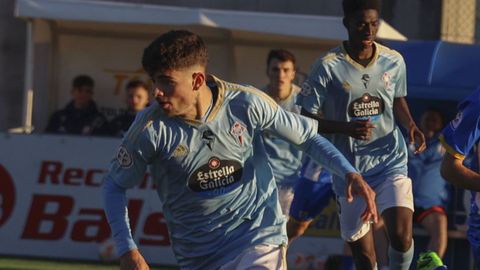 Brais Penela, en un partido con el segundo filial del Celta