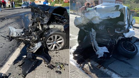 Los dos coches que colisionaron en A Pobra