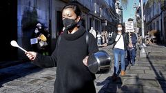 MANIFESTACI�N DE LA HOSTELER�A Y EL COMERCIO EN CALDAS DE REIS PARA PROTESTAR POR LAS RESTRICCIONES IMPUESTAS PARA FRENAR LA PANDEMIA COVID-19