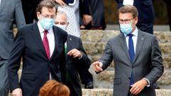 Mariano Rajoy junto a N��ez Feijoo, tras la foto de familia del Foro La Toja V�nculo Atl�ntico