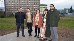 La vicealcaldesa, Ana Taboada, acompañada por los concejales Diego Valiño y Cristina Pontón, y Jorge Arévalo y Pilar Díaz, de Paisaje Trasversal, en el viejo HUCA.La vicealcaldesa, Ana Taboada, acompañada por los concejales Diego Valiño y Cristina Pontón, y Jorge Arévalo y Pilar Díaz, de Paisaje Trasversal, en el viejo HUCA