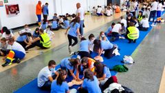1.500 adolescentes, en reanimacin. Estudiantes de secundaria de Vigo y su rea estuvieron entrenando la reanimacin cardiopulmonar en la estacin martima, lo que, segn la Semes, constituye el rcord de formacin simultnea en primeros auxilios en Espaa.
