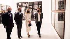 Pablo Isla, Alberto N��ez Feijoo, Marta Ortega y Benjamin Lindbergh, en la inauguraci�n institucional de la exposici�n dedicada a Peter Lindbergh