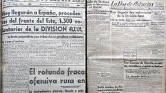As� lo cont� LA VOZ DE ASTURIAS. Portadas de mayo de 1942 en las que se daba cuenta del regreso de los voluntarios de la Divisi�n Azul tras luchar junto a las tropas alemanas en Rusia