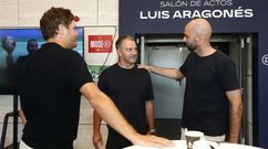 El entrenador del Celta, Claudio Gir�ldez, junto a Hansi Flick y Edin Terzic.