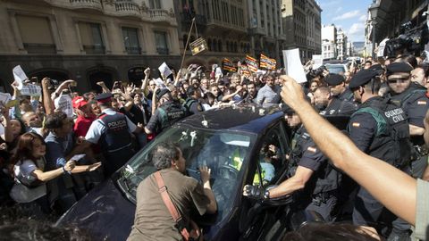 Altercados que se produjeron el 20 de septiembre del 2017 en Via Laietana cuando agentes de la Guardia Civil trataban de sacar cajas de de la conselleria de Exteriores. 