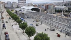Vistas de las obras de la estacin intermodal de A Corua desde la Avenida da Sardieira, el pasado mes de julio.