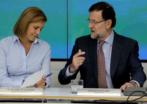 De Cospedal y Rajoy, ayer en la reuni�n del comit� ejecutivo nacional del PP en Madrid. 