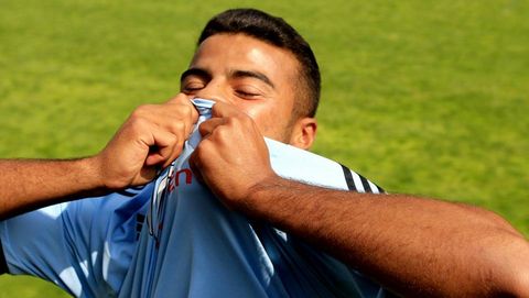 Rafinha, durante su presentaci&oacute;n en su primera etapa en el Celta, en el verano del 2013.