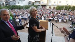 Julia Otero, en la lectura de preg�n de las fiestas de Monforte, en agosto del 2018