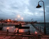 Un tramo del paseo de Cambados, ayer, sin luz. 