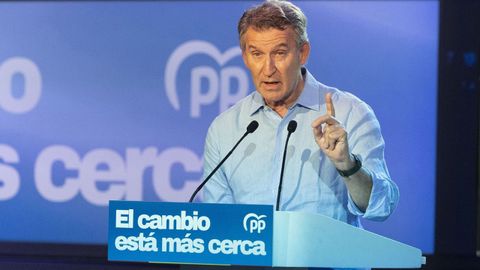 Alberto N��ez Feijoo durante su intervenci�n en un acto del PP el pasado viernes.