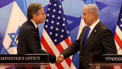 El secretario de Estado estadounidense, Antony Blinken, y el primer ministro israel�, Benjamin Netanyahu.