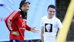Luis Enrique, como entrenador del Celta, en una visita de Aspas a A Madroa cuando era jugador del Liverpool, en el 2013