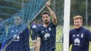 Folch, Toch� y Mossa en el entrenamiento de esta ma�ana