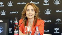 La presidenta del Celta, Mari�n Mouri�o, durante la comparecencia de prensa ofrecida�este jueves en A Sede para abordar la actualidad del club