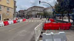 Zona c&eacute;ntrica de la traves&iacute;a del la N-525 en Xinzo, en obras.