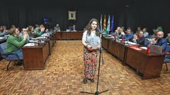 Martia Alexandra Riobo lee en el pleno del Concello de Pontevedra, el manifiesto del Da Internacional de la Mujer 8M