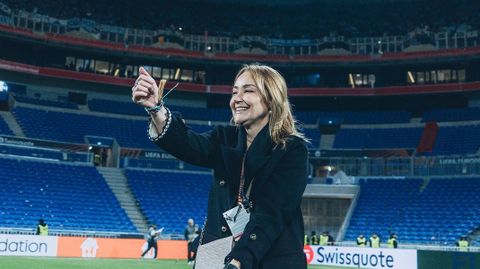 Mari�n Mouri�o, celebrando el pase del Celta a cuartos de final de la Europa League en Lyon.