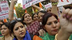 Protesta en la Indiacontra la violaci�n de la pasajera de un taxi de Uber.