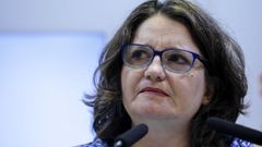 M�nica Oltra durante la rueda de prensa en la que anunci� su dimisi�n.