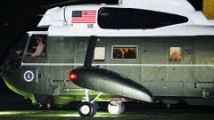 Donald Trump, a su llegada a la Casa Blanca en el Marine One