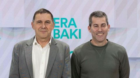 Otegi y Rodrguez, en la sede de EH Bildu de San Sebastin el pasado enero