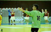 El portero lalinense Xo�n Ledo en el partido del debut en el Europeo de Polonia. 