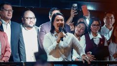 Fujimori,�dando su primer discurso este viernes�tras ser elegida presidenta electa.