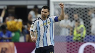 Leo Messi, celebrando un gol con Argentina durante el pasado Mundial.