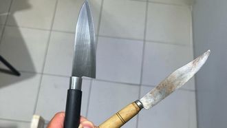 Armas blancas incautadas al agresor