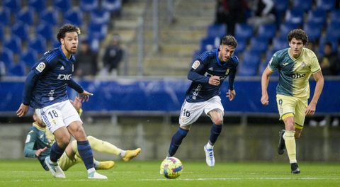 Koba y Camarasa, durante el Oviedo-Eibar