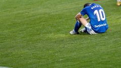 Borja Sanchez Real Oviedo Deportiva Ponferradina Segunda Division.Borja S�nchez se lamenta sobre el terreno de juego