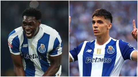 Samu Omorodion (izquierda) y Gabri Veiga, con el Oporto.